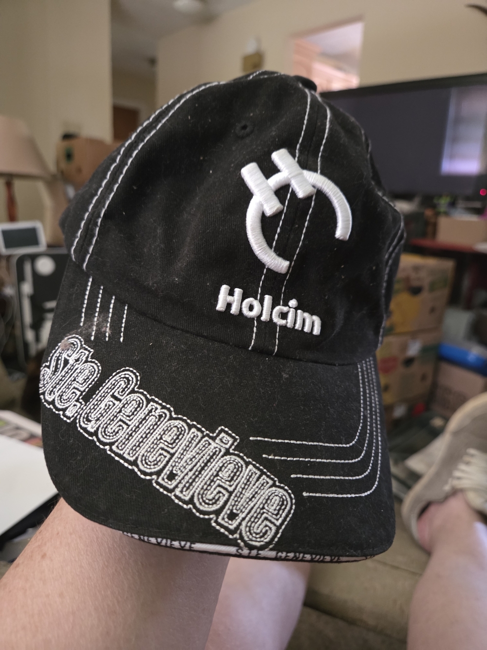 Black Embroidered Logo Baseball Cap